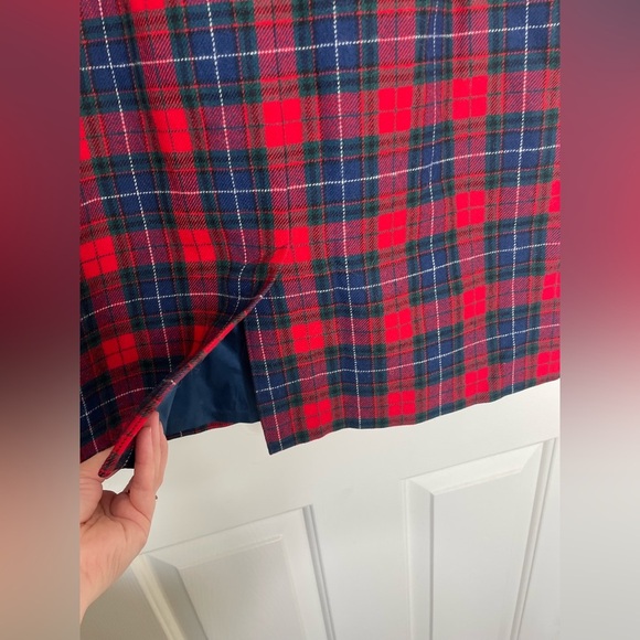 Vintage Pendleton Wool Plaid Skirt Red Navy green Tartan Knee Length | 14 - Picture 7 of 12